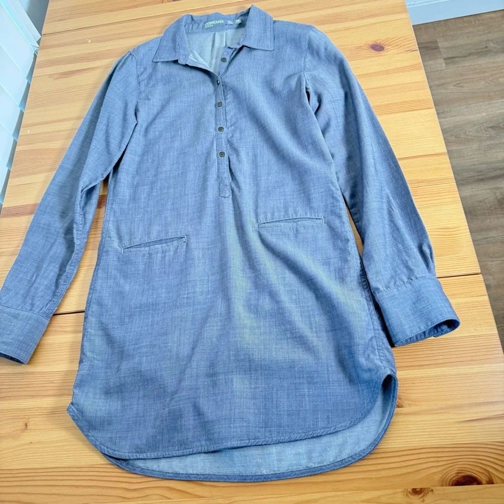 Icebreaker Merino Wool Lyocell Shirt Dress Collared XS - Picture 4 of 10